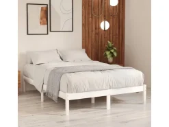 vidaXL Massivholzbett Weiß 135x190 cm 4FT6 Double1134989