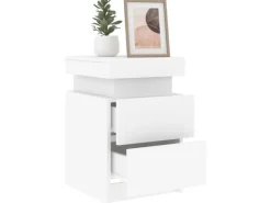 vidaXL Nachttische mit LED-Leuchten 2 Stk Weiß 35x39x55 cm* Tische