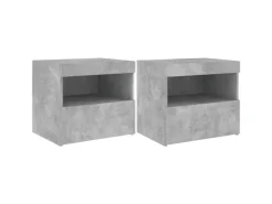 vidaXL Nachttische mit LED-Leuchten 2 Stk Betongrau 50x40x45 cm* Tische