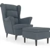 vidaXL Ohrensessel mit Hocker Dunkelgrau Samt* Sessel
