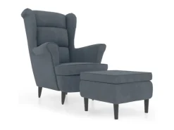vidaXL Ohrensessel mit Hocker Dunkelgrau Samt* Sessel