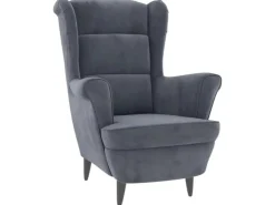 vidaXL Ohrensessel mit Hocker Dunkelgrau Samt* Sessel
