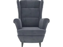 vidaXL Ohrensessel mit Hocker Dunkelgrau Samt* Sessel