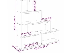 vidaXL Raumteiler Bücherregal Schwarz Eichen-Optik 886274