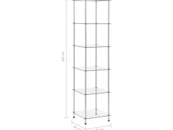 vidaXL Regal mit 6 Ablagen Transparent 40x40x160 cm Hartglas