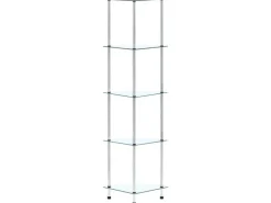 vidaXL Regal mit 5 Ablagen Transparent 30x30x130 cm Hartglas