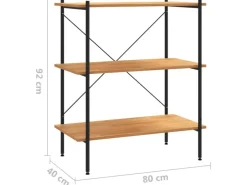 vidaXL Regal mit 3 Böden Schwarz und Eiche-Optik 80x40x92 cm* Holzregale