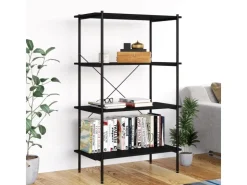vidaXL Regal mit 4 Böden Schwarz 80x40x130 cm