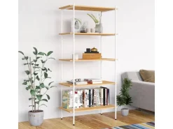vidaXL Regal mit 5 Böden Weiß und Eiche-Optik 80x40x163 cm