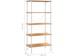 vidaXL Regal mit 5 Böden Weiß und Eiche-Optik 80x40x163 cm