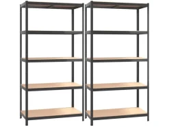 vidaXL Regale mit 5 Böden 2 Stk Stahl & Holzwerkstoff 152868