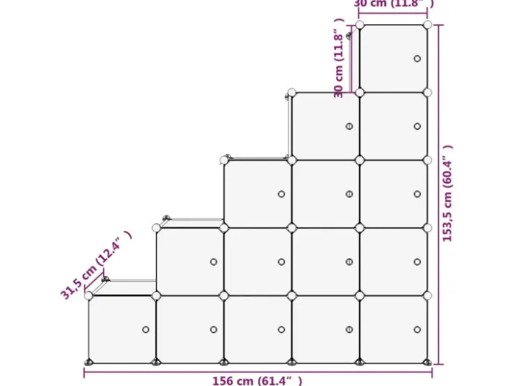 vidaXL Regalsystem mit 15 Würfeln und Türen Schwarz PP 340554