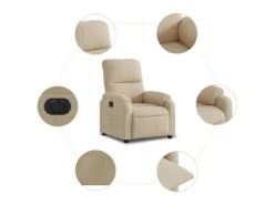 vidaXL Relaxsessel Elektrisch Creme Mikrofasergewebe Modell 4* Sessel