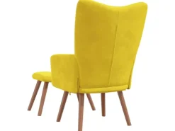 vidaXL Relaxsessel mit Hocker Senfgelb Samt Modell 6