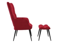 vidaXL Relaxsessel mit Hocker Weißrot Samt Modell 5* Sessel|Hocker