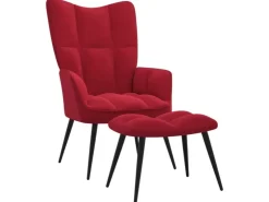 vidaXL Relaxsessel mit Hocker Weißrot Samt Modell 5* Sessel|Hocker