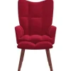 vidaXL Relaxsessel mit Hocker Weißrot Samt Modell 6