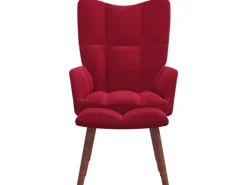 vidaXL Relaxsessel mit Hocker Weißrot Samt Modell 6
