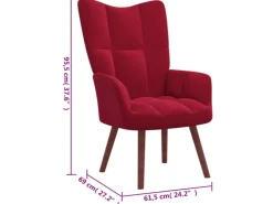 vidaXL Relaxsessel mit Hocker Weißrot Samt Modell 6