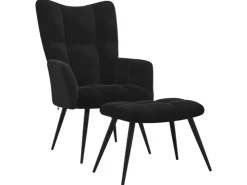 vidaXL Relaxsessel mit Hocker Schwarz Samt Modell 5* Sessel|Hocker
