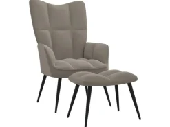 vidaXL Relaxsessel mit Hocker Hellgrau Samt Modell 5