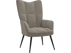 vidaXL Relaxsessel mit Hocker Hellgrau Samt Modell 5
