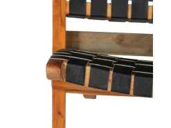 vidaXL Relaxstuhl Klappbar Geflochten Schwarz Echtleder* Sessel