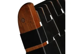 vidaXL Relaxstuhl Klappbar Geflochten Schwarz Echtleder* Sessel