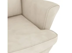 vidaXL Schaukelsessel und Hocker mit Holzbeinen Creme Samt