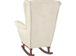 vidaXL Schaukelsessel und Hocker mit Holzbeinen Creme Samt