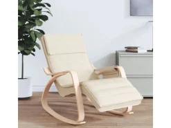 vidaXL Schaukelstuhl Creme Stoff Modell 15