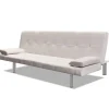 vidaXL Schlafsofa mit 2 Kissen Kunstleder Ausziehbar Cremeweiß
