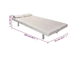 vidaXL Schlafsofa mit 2 Kissen Kunstleder Ausziehbar Cremeweiß