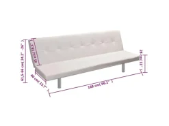 vidaXL Schlafsofa mit 2 Kissen Kunstleder Ausziehbar Cremeweiß