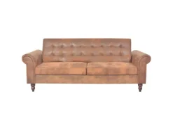 vidaXL Schlafsofa mit Armlehnen Kunstleder braun