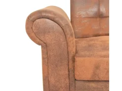 vidaXL Schlafsofa mit Armlehnen Kunstleder braun
