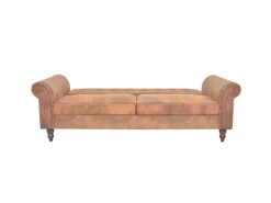 vidaXL Schlafsofa mit Armlehnen Kunstleder braun
