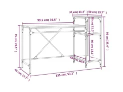 vidaXL Schreibtisch mit Regal Räuchereiche 135x50x90 cm Holzwerkstoff 826711