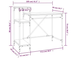 vidaXL Schreibtisch mit Regal Räuchereiche 105x50x90 cm Holzwerkstoff 826716* Weitere Regale
