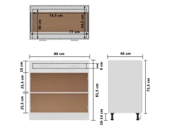 vidaXL Schubunterschrank Weiß 80x46x81,5 cm Holzwerkstoff