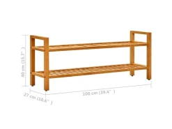 vidaXL Schuhregal mit 2 Etagen 100x27x40 cm Massivholz Eiche 331748* Regale Massivholz