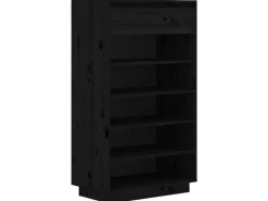 vidaXL Schuhregal 60x34x105 cm Massivholz Kiefer 813554* Regale Schwarz|Regale Massivholz
