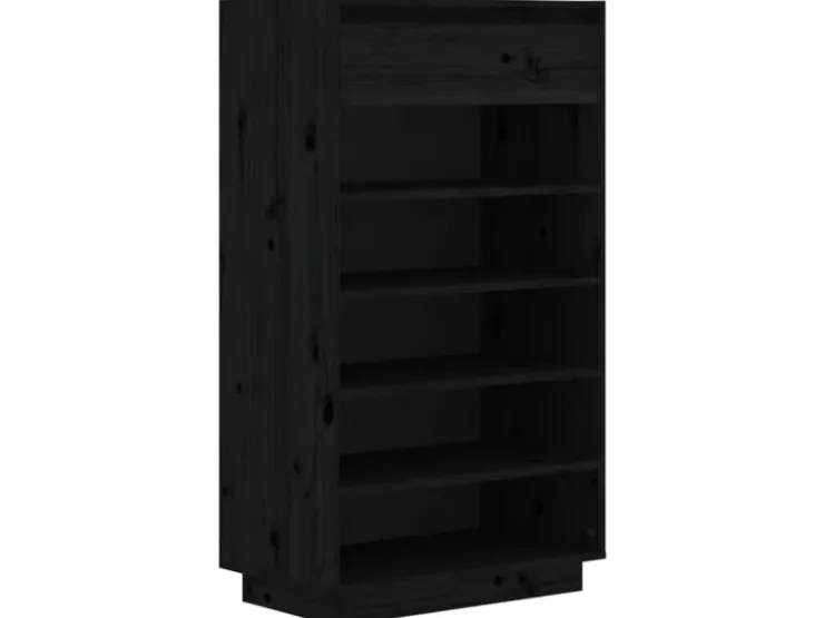 vidaXL Schuhregal 60x34x105 cm Massivholz Kiefer 813554* Regale Schwarz|Regale Massivholz