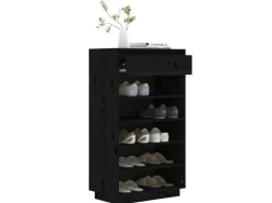 vidaXL Schuhregal 60x34x105 cm Massivholz Kiefer 813554* Regale Schwarz|Regale Massivholz