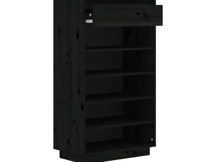 vidaXL Schuhregal 60x34x105 cm Massivholz Kiefer 813554* Regale Schwarz|Regale Massivholz