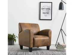 vidaXL Sessel Braun Kunstleder Wildleder-Optik* Kissen