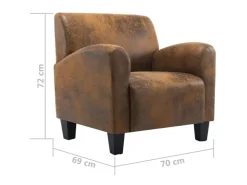 vidaXL Sessel Braun Kunstleder Wildleder-Optik* Kissen