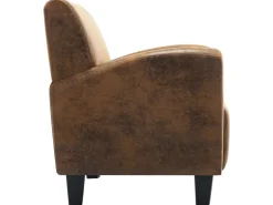 vidaXL Sessel Braun Kunstleder Wildleder-Optik* Kissen