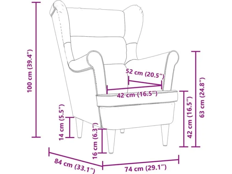 vidaXL Sessel 74x84x100 cm Stoff 4016902* Sessel
