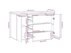 vidaXL Sideboard 3 Schubladen Hochglanz-Weiß 120x41x75cm Holzwerkstoff 809617